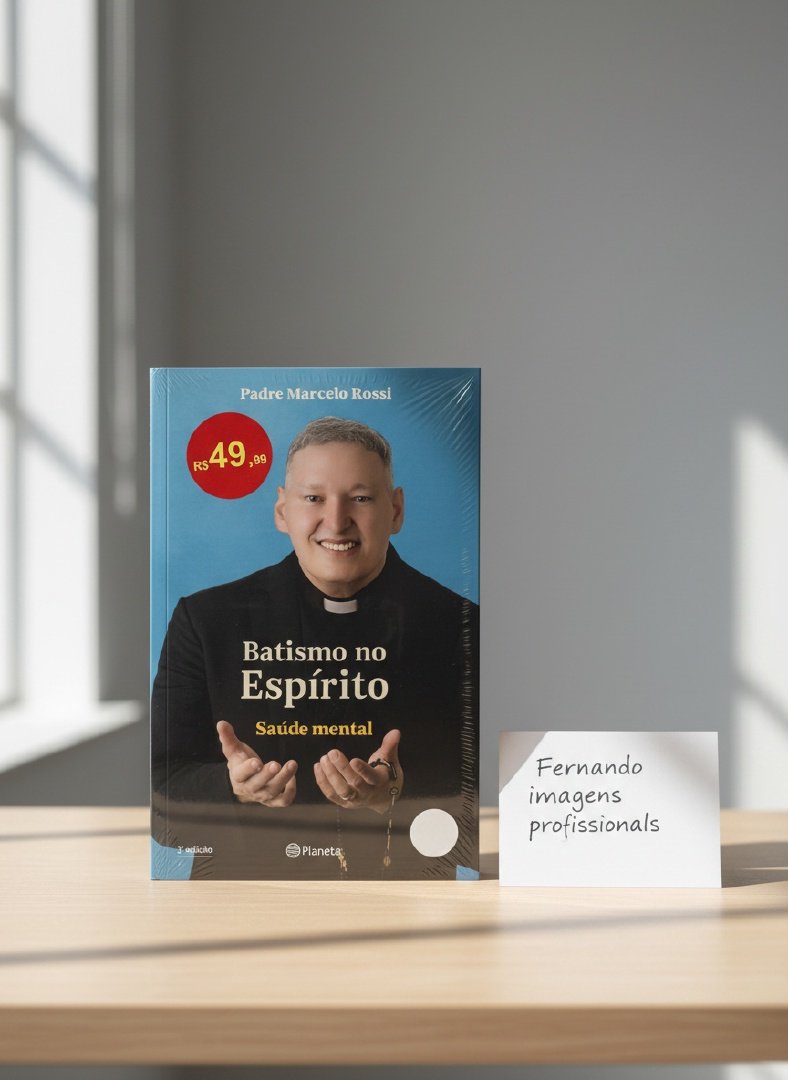 Foto do livro com iluminação suave, correção de cor e pronta para catálogo